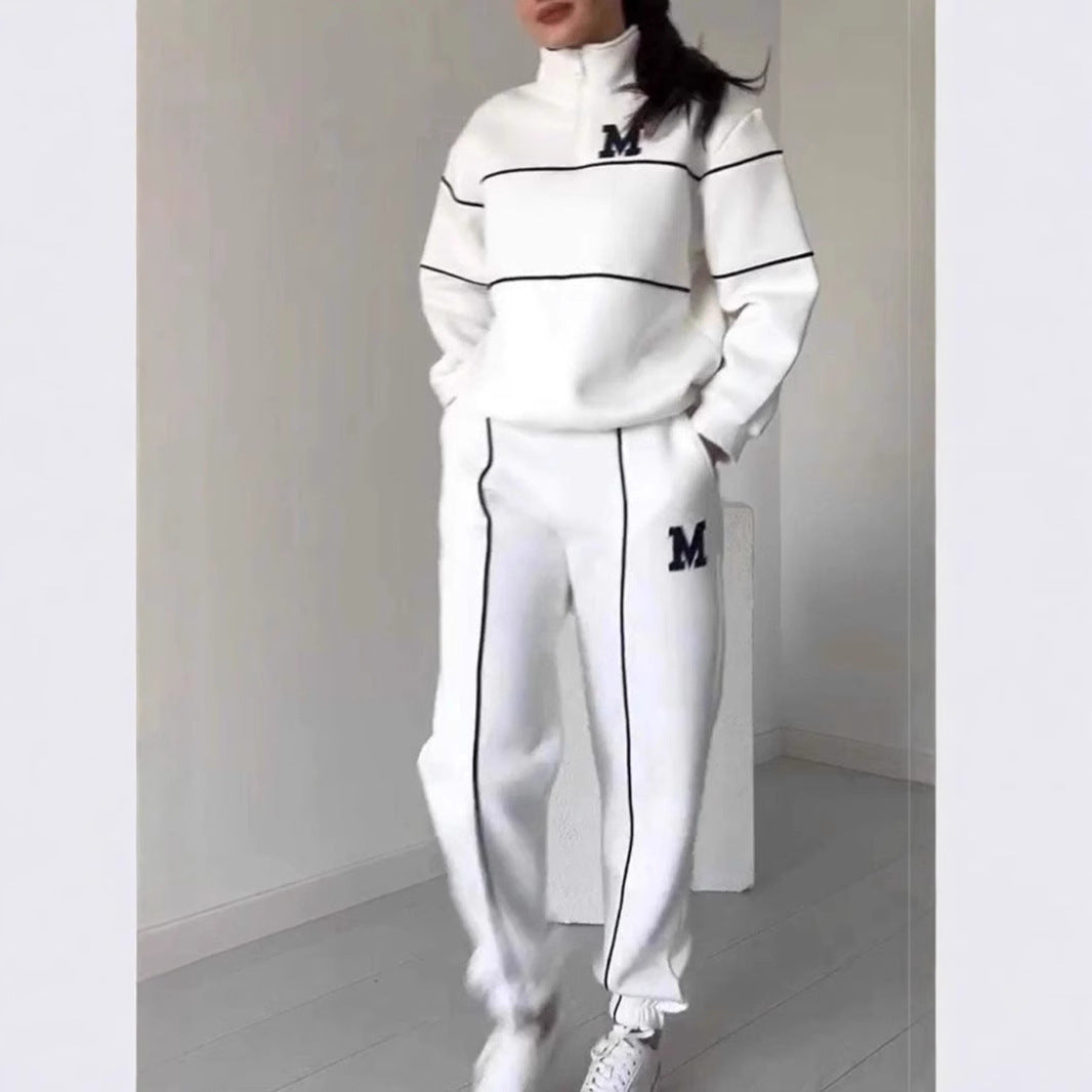 Women's Sweater Letter Long Sleeve Sports Suit